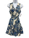 Christian Lacroix Size S White, Blue, Black Linen & Rayon Wrap Sleeveless Dress White, Blue, Black / S