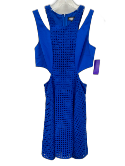 Sachin & Babi Size 2 Blue Cotton Sleeveless Fabric Block Cut Outs Mini Dress Blue / 2