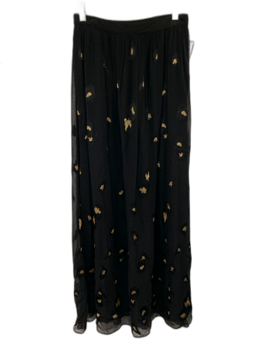 Caballero Size S Black & Gold Viscose Abstract Micropleated Maxi Skirt Black & Gold / S