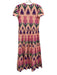 Oliphant Size XS Pink & Multi Cotton Floral V Neck Flutter Sleeve Maxi Dress Pink & Multi / XS