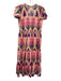 Oliphant Size XS Pink & Multi Cotton Floral V Neck Flutter Sleeve Maxi Dress Pink & Multi / XS