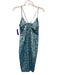 Likely Size 4 Blue Viscose Blend Jacquard V Neck Front Slit Zip Back Dress Blue / 4