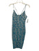 Likely Size 4 Blue Viscose Blend Jacquard V Neck Front Slit Zip Back Dress Blue / 4