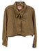 Solid & Striped Size M Brown Linen Blend Button Front Eyelet Embroidered Top Brown / M