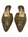 Manolo Blahnik Shoe Size 35 Gold & Silver Leather Pointed Toe Beaded Mule Pumps Gold & Silver / 35
