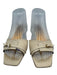 Salvatore Ferragamo Shoe Size 9 Cream White Leather open toe Buckle Mule Pumps Cream White / 9