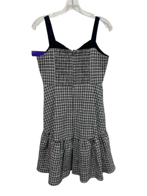 Parker Size Est M Black & White Cotton Blend Sleeveless Plaid Gathered Dress Black & White / Est M