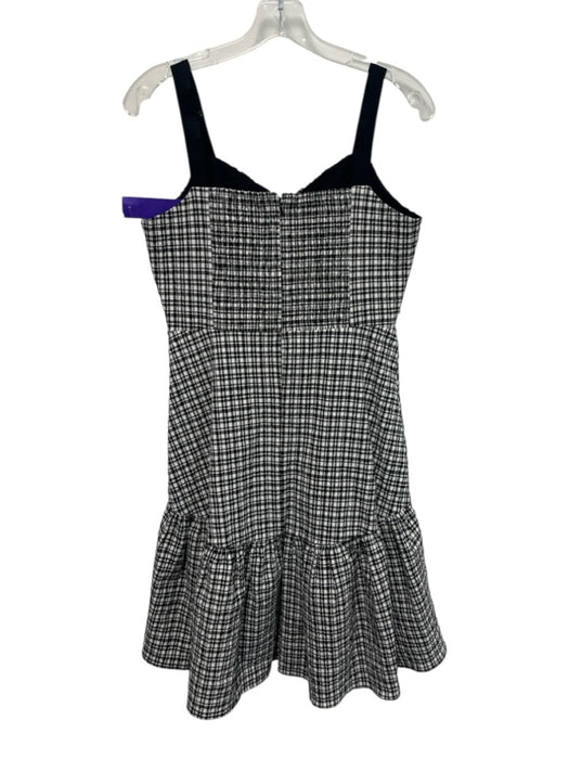 Parker Size Est M Black & White Cotton Blend Sleeveless Plaid Gathered Dress Black & White / Est M