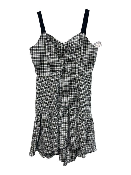 Parker Size Est M Black & White Cotton Blend Sleeveless Plaid Gathered Dress Black & White / Est M