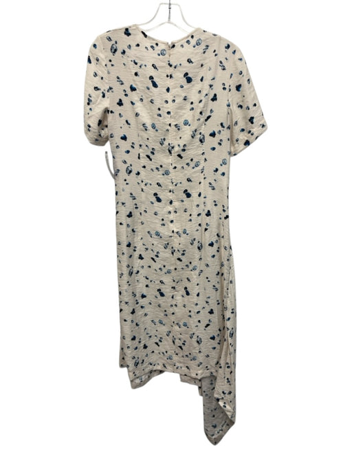 COS Size 4 Blue & White Rayon Blend Short Sleeve Abstract Print Pleated Dress Blue & White / 4