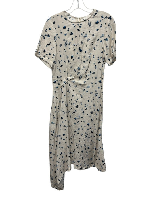 COS Size 4 Blue & White Rayon Blend Short Sleeve Abstract Print Pleated Dress Blue & White / 4