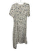 COS Size 4 Blue & White Rayon Blend Short Sleeve Abstract Print Pleated Dress Blue & White / 4