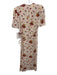 Rouje Size 36 Cream, Red, Green Viscose Short Sleeve Floral & Spotted Midi Dress Cream, Red, Green / 36