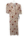 Rouje Size 36 Cream, Red, Green Viscose Short Sleeve Floral & Spotted Midi Dress Cream, Red, Green / 36