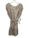 Rag & Bone Size XS Beige & Black Silk Short Sleeve Floral Split Neck Dress Beige & Black / XS