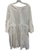 Rochas Size 42 White Cotton Blend Half Flare Sleeve Gathered Boat Neck Dress White / 42
