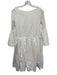 Rochas Size 42 White Cotton Blend Half Flare Sleeve Gathered Boat Neck Dress White / 42