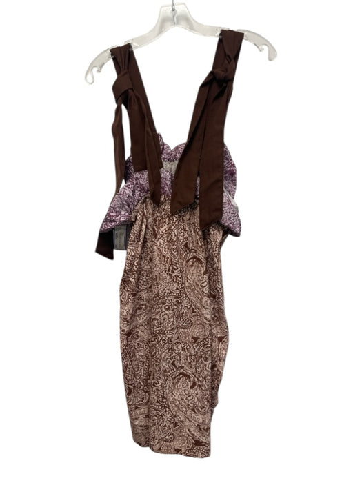 Free People Size Medium Brown & Purple Cotton Sleeveless Abstract Floral Dress Brown & Purple / Medium