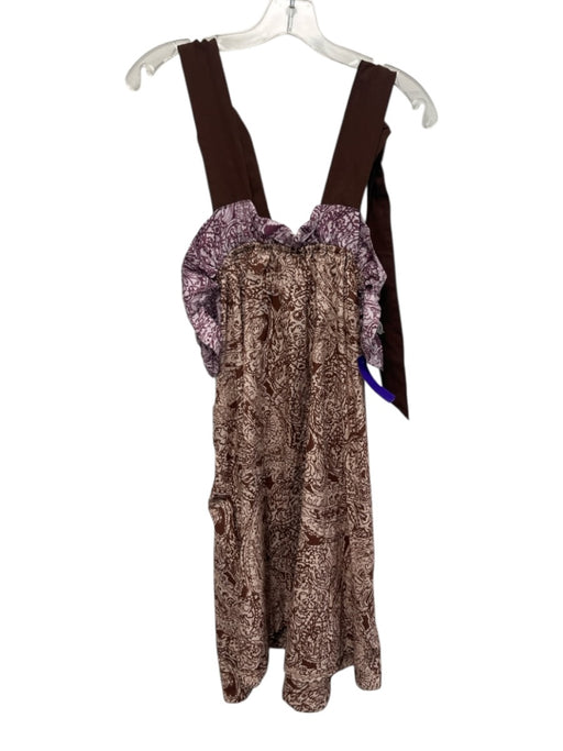 Free People Size Medium Brown & Purple Cotton Sleeveless Abstract Floral Dress Brown & Purple / Medium