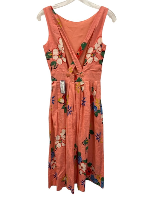 Kathryn Conover Size 4 Pink, Green, Red Cotton Blend Sleeveless Floral Dress Pink, Green, Red / 4