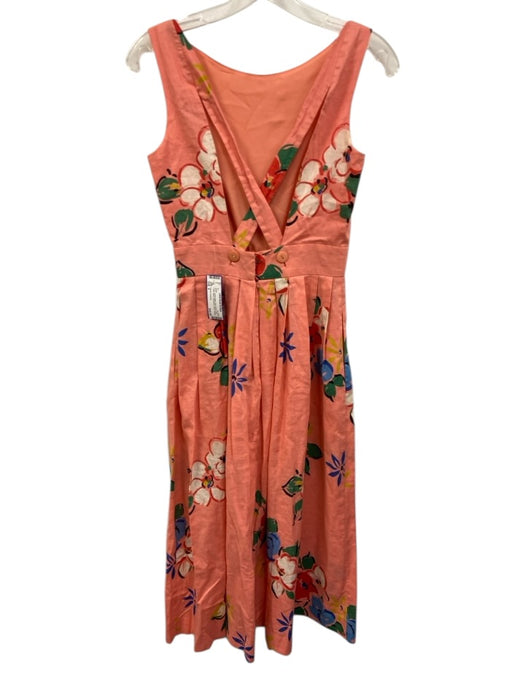 Kathryn Conover Size 4 Pink, Green, Red Cotton Blend Sleeveless Floral Dress Pink, Green, Red / 4