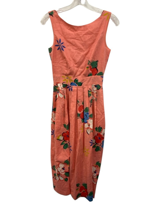 Kathryn Conover Size 4 Pink, Green, Red Cotton Blend Sleeveless Floral Dress Pink, Green, Red / 4