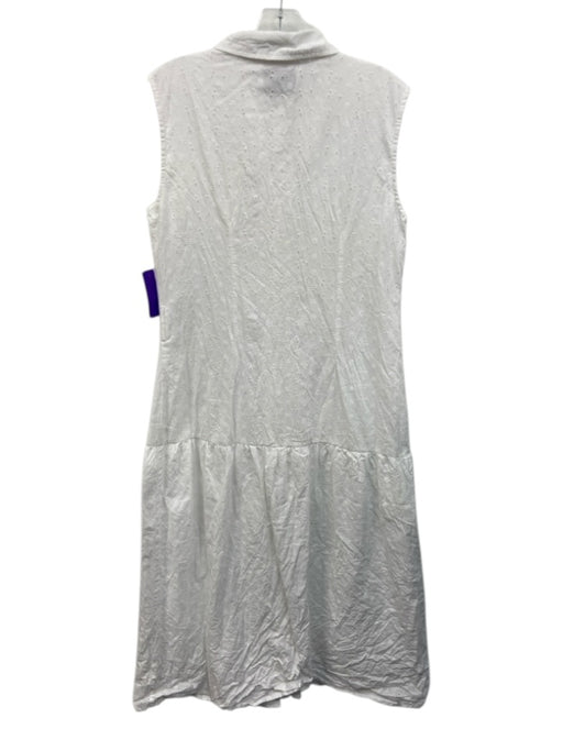 Truly 4 You Size Medium White Cotton Sleeveless Eyelet Button Front Midi Dress White / Medium