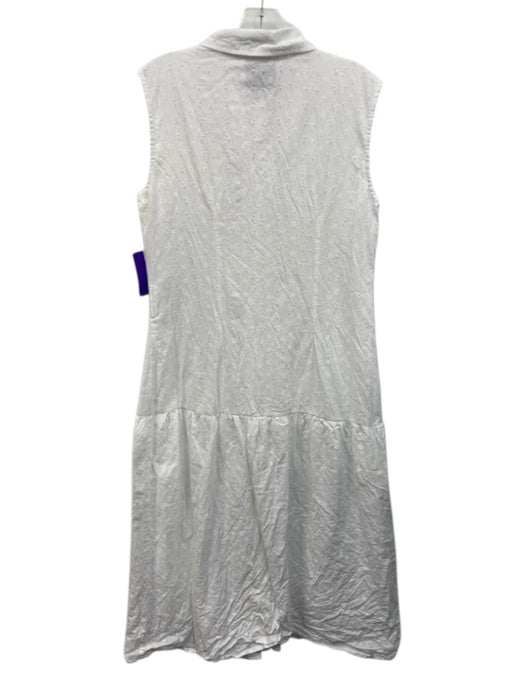 Truly 4 You Size Medium White Cotton Sleeveless Eyelet Button Front Midi Dress White / Medium