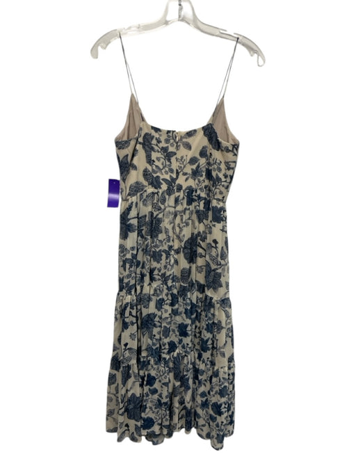 Sachin & Babi Size 4 Blue & Cream Beige Polyester Spaghetti Strap Floral Dress Blue & Cream Beige / 4