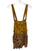 Free People Size Medium Brown & Yellow Cotton Sleeveless Gathered Pockets Romper Brown & Yellow / Medium