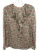 Twinset Size Est Small Green, Pink, Yellow Long Sleeve Floral Ruffle Sheer Top Green, Pink, Yellow / Est Small