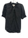 A Piece Apart Size XS Black & White Cotton Half Sleeve Windowpane Ruffle Top Black & White / XS
