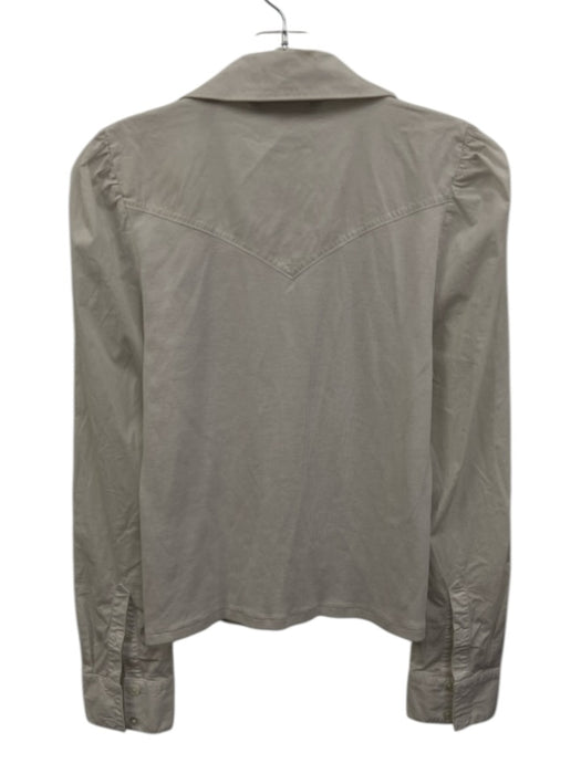 Veronica Beard Size Medium White Cotton Blend Long Sleeve Ribbed Half Button Top White / Medium