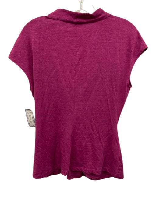 Lafayette 148 Size Medium Magenta Pink Linen Blend Cap Sleeve Ruched Top Magenta Pink / Medium