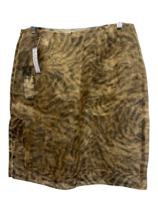 Gabriele Strehle Size 12 Mixed Brown Polyester Side Zip Animal Print Sheer Skirt Mixed Brown / 12