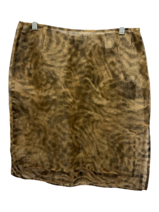 Gabriele Strehle Size 12 Mixed Brown Polyester Side Zip Animal Print Sheer Skirt Mixed Brown / 12