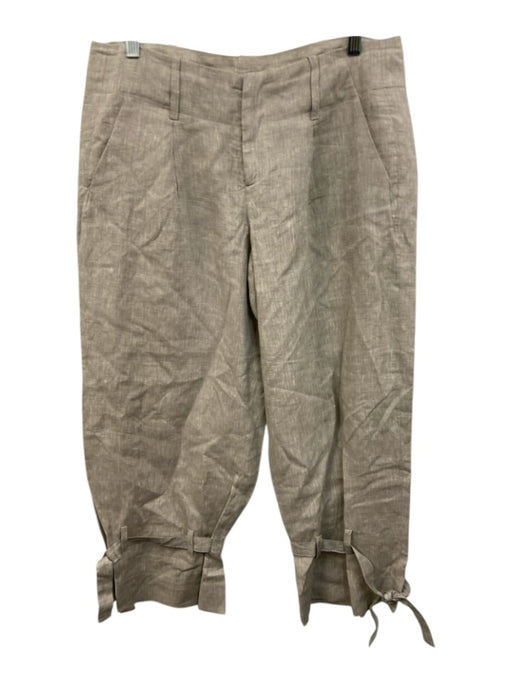 Kal Rieman Size 8 Taupe Linen Mid Rise Wide Leg Tie Detail Pants Taupe / 8