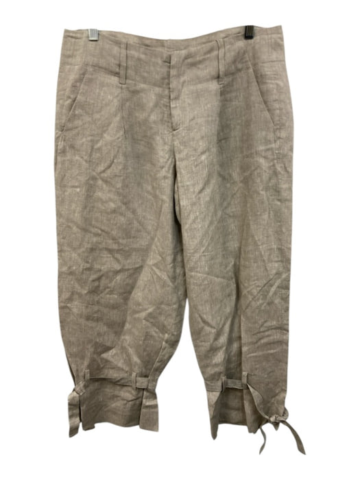 Kal Rieman Size 8 Taupe Linen Mid Rise Wide Leg Tie Detail Pants Taupe / 8