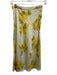 Rouje Size 34 Yellow, Green, Gray Viscose Blend Side Button Floral Satin Skirt Yellow, Green, Gray / 34