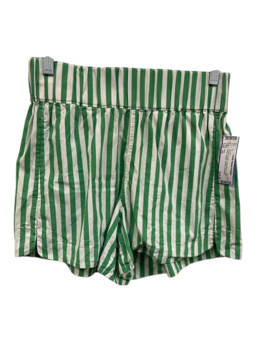 AYR Size XS Green & White Cotton Blend Elastic Waist Striped Pockets Shorts Green & White / XS