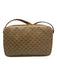 Gucci Beige Brown Coated Canvas Leather trim Monogram Buckle Detail Bag Beige Brown