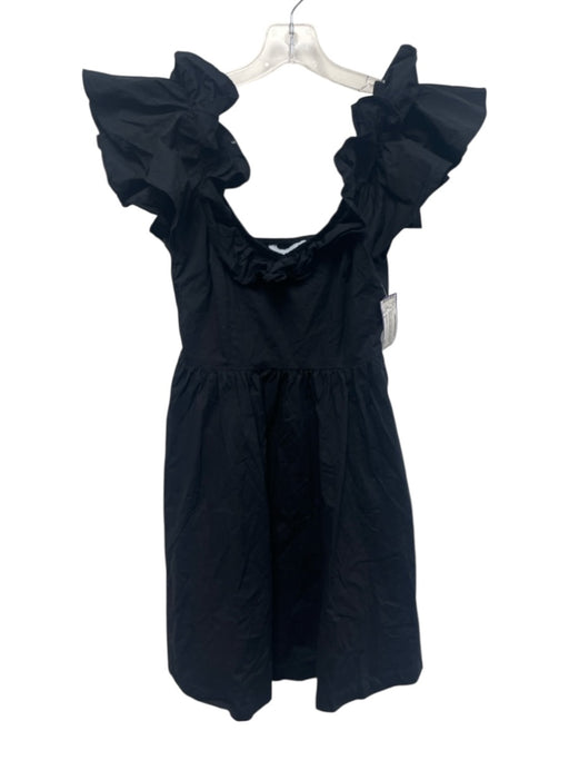 Hill House Size S Black Cotton Blend Ruffle Sleeveless Shirred Back Dress Black / S