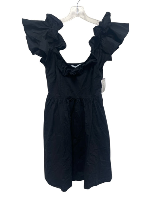 Hill House Size S Black Cotton Blend Ruffle Sleeveless Shirred Back Dress Black / S