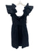 Hill House Size S Black Cotton Blend Ruffle Sleeveless Shirred Back Dress Black / S