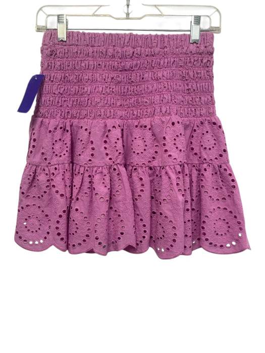 Cartolina Size XS Purple Pink Cotton Elastic Waistband Eyelet Mini Skirt Purple Pink / XS