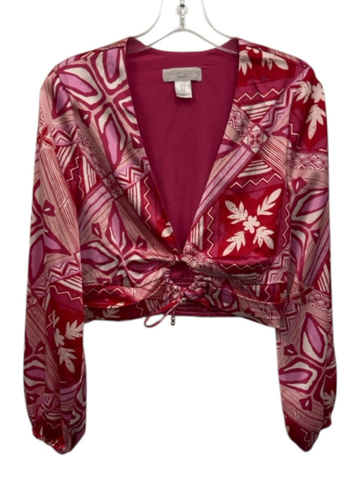 Caroline Constas Size M Mixed Pinks Polyester Blend Satin V Neck Ring Detail Top Mixed Pinks / M