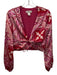 Caroline Constas Size M Mixed Pinks Polyester Blend Satin V Neck Ring Detail Top Mixed Pinks / M