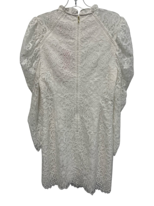 Lilly Pulitzer Size 8 White Nylon Blend Floral Lace Overlay Long Sleeve Dress White / 8