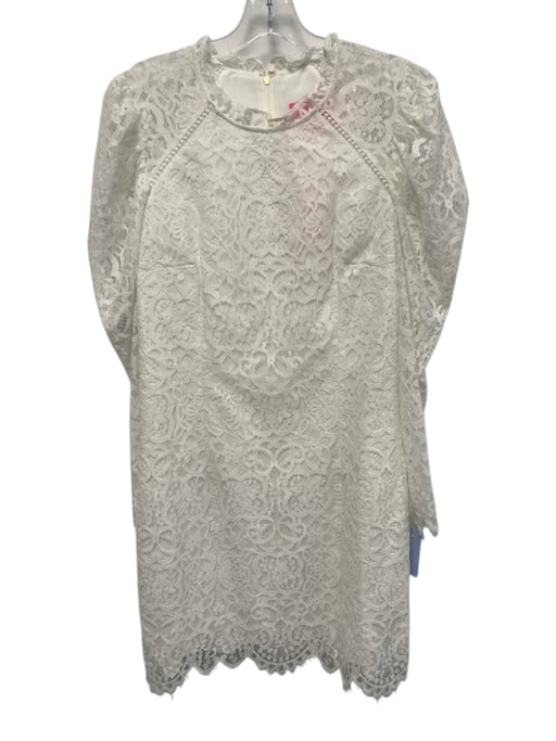 Lilly Pulitzer Size 8 White Nylon Blend Floral Lace Overlay Long Sleeve Dress White / 8