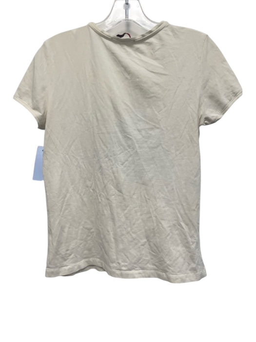 CH Carolina Herrera Size M Cream White & Black Cotton Blend Short Sleeve Top Cream White & Black / M